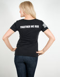 Women's black V neck T shirt